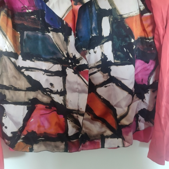 Elie Tahari Silk Abstract Blouse Pink size L - Picture 5 of 6